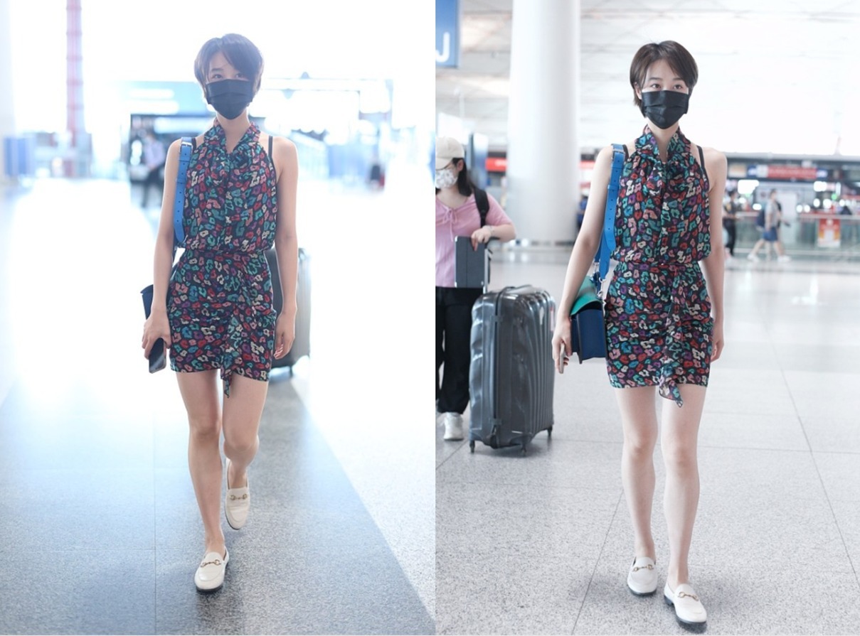 小姐姐|蓝盈莹又“火”了，穿碎花连衣裙清新减龄，秀出“漫画腿”好抢镜