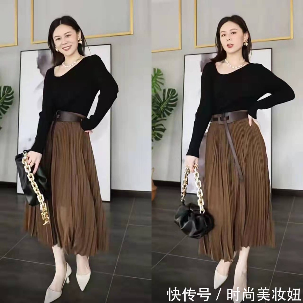 棕色|分享“棕色半身裙”的高级穿搭秘诀,实用又洋气,40岁女人都适合