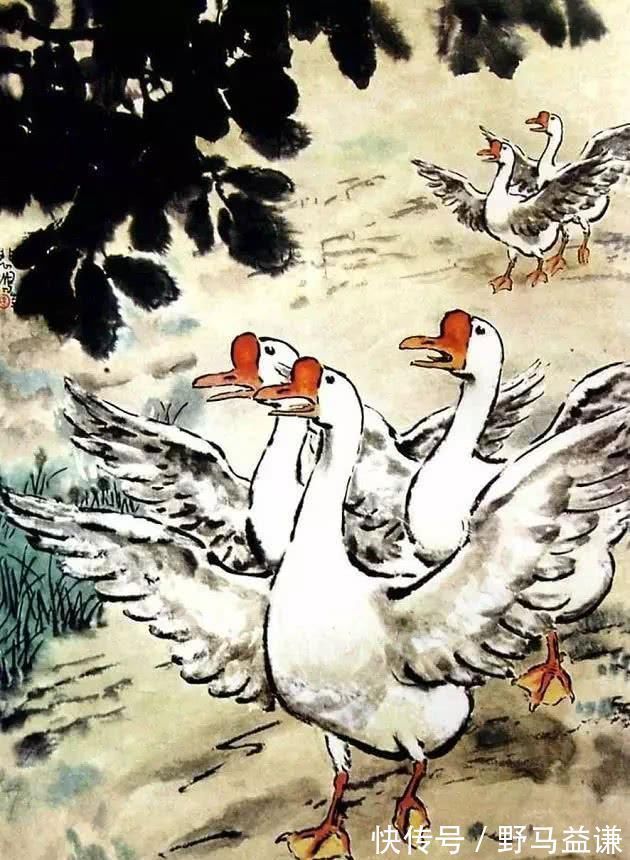 国画$他画了4只鹅卖了2400万，网友不解，专家却说：你再看看那十个字