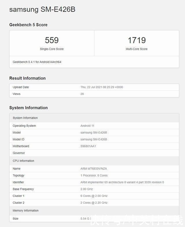 得分|三星Galaxy F42 5G手机现身Geekbench 5网站