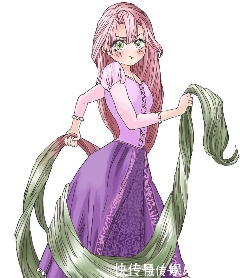 发根处|如果将迪士尼公主,改成鬼灭之刃的画风,乐佩这颜值绝了