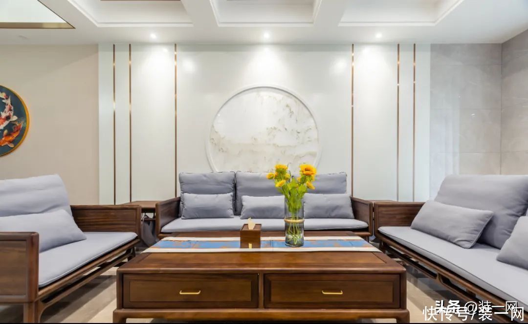 背景墙|170平米新中式风装修，客餐厅一体化，尽显东方雅韵