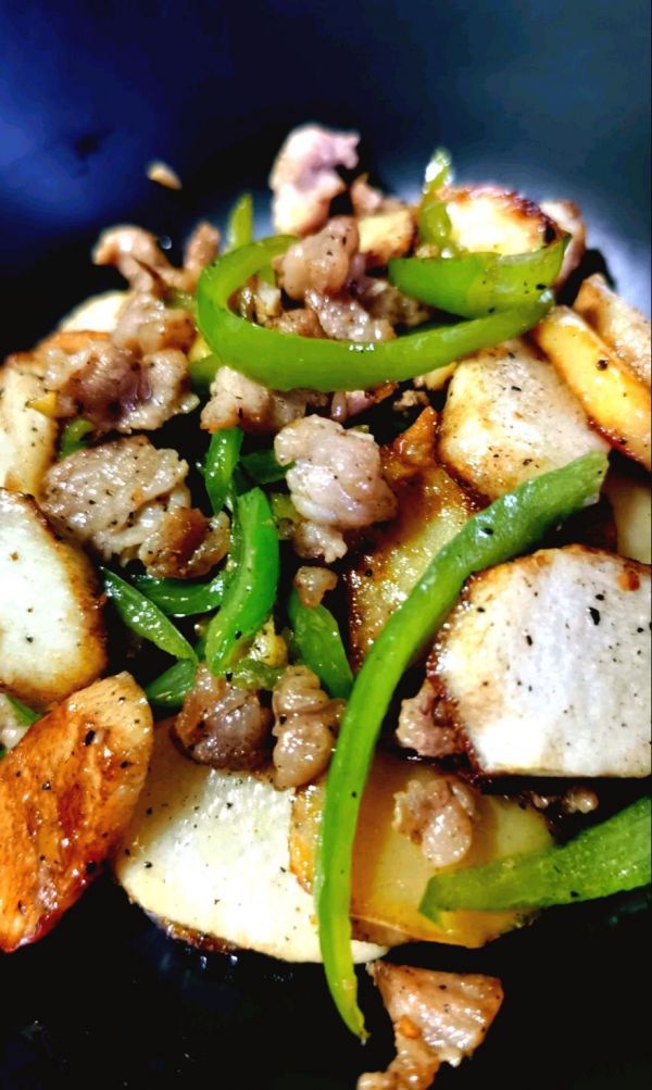 尖椒|肉炒土豆山药