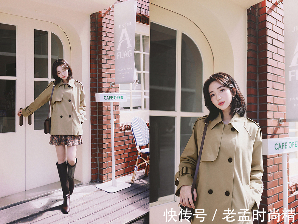 风衣|纯手工水洗棉面料的风衣,与深色的牛仔裤搭配显得英气十足