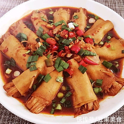 #清香麻爽秒入魂#金针菇豆皮卷,鲜香麻爽,好吃的没得说