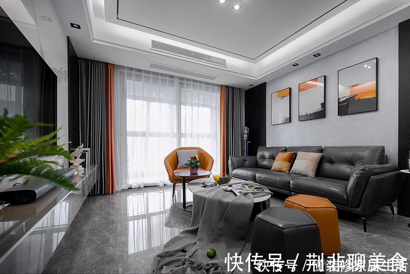 客厅|花15W装修104㎡三居室,现代风格实景,全房满满的高级感