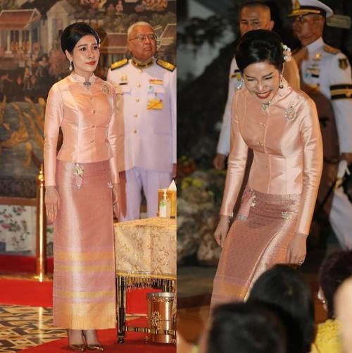 诗妮娜又戴黑珍珠，稀少珠宝比苏提达贵气，穿上传统泰服光彩照人