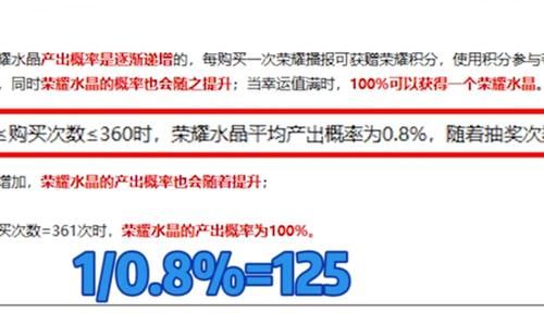 综合爆率|王者荣耀：荣耀水晶综合爆率不低，一百多次就能中，真正抽却很难