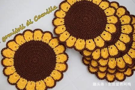 毛线钩针编织向日葵合集，DIY手工编织附图解教程
