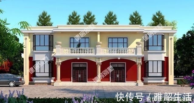 别墅|宽18米左右,两层农村双拼别墅,简单户型更适合老家建!