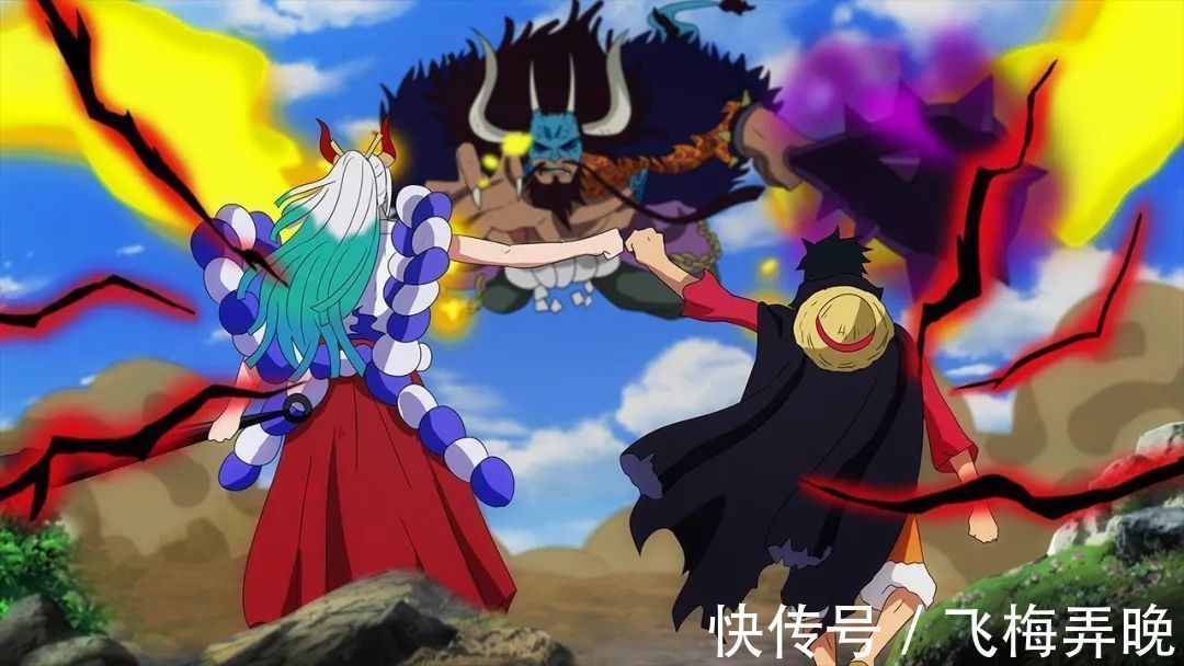 凯多|海贼王1025话,和之国两条巨龙见面,路飞大和联手击中凯多