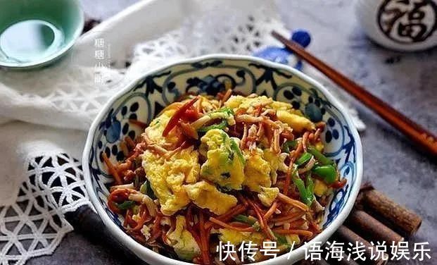 黄色|金针菇的清炒吃法，搭配鸡蛋，鲜上加鲜