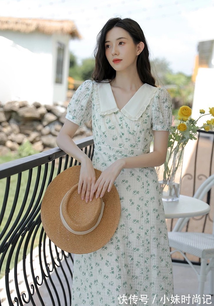 法式|法式甜美泡泡袖连衣裙,满满的公主心