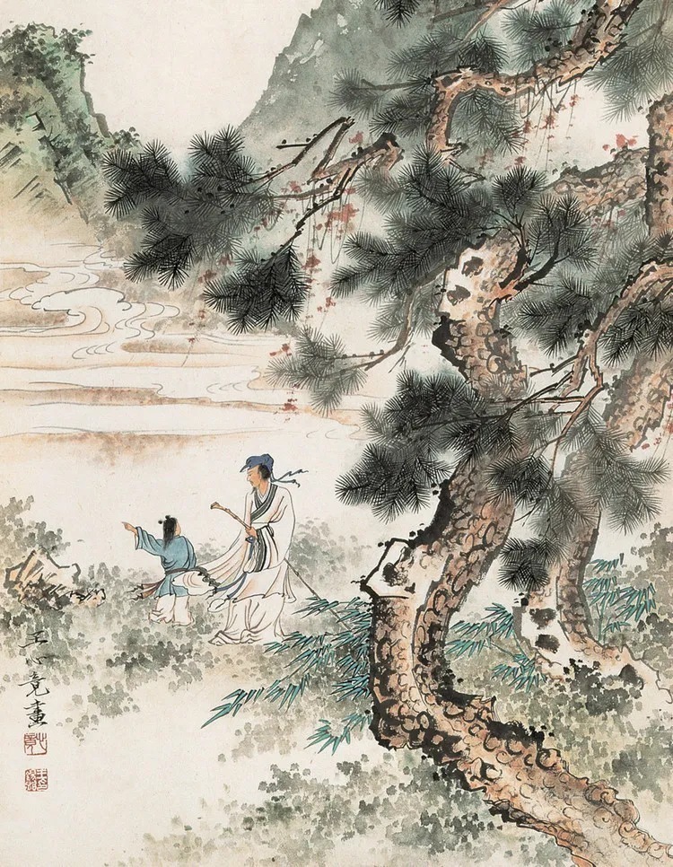 湖社画会&这山水画风清秀劲峭,气势开张,细腻典雅,笔法精致!