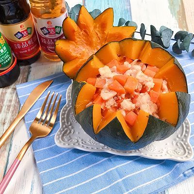 南瓜盅嫩蒸鸡胸