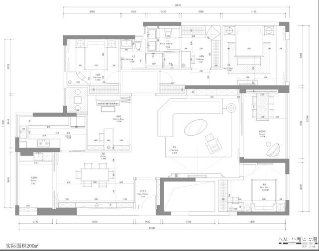 壁龛|200平现代风四居室,三层叠级的方式背景墙+内置壁龛很别致