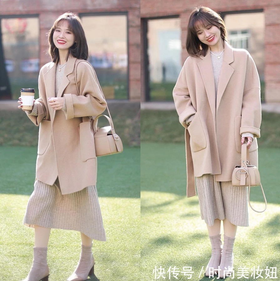 穿搭 梨形身材学会穿“大衣+裙子”,不显胖不臃肿,美得刚刚好