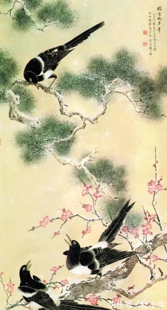 国画大师@冷逸空寂|国画大师王雪涛雪景花鸟画