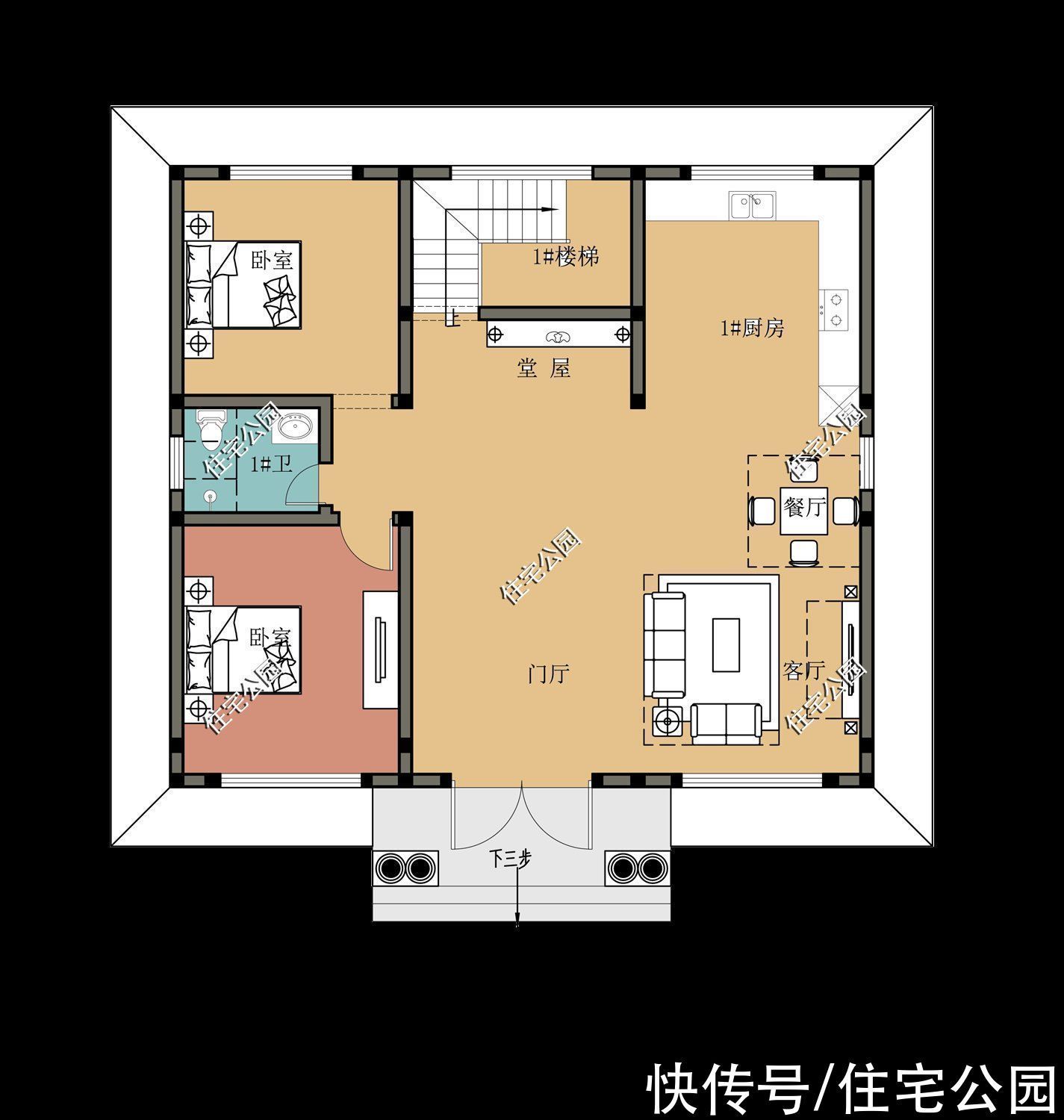 户型|10套带堂屋的户型,占地面积都不大,网友:这才是适合农村的房子