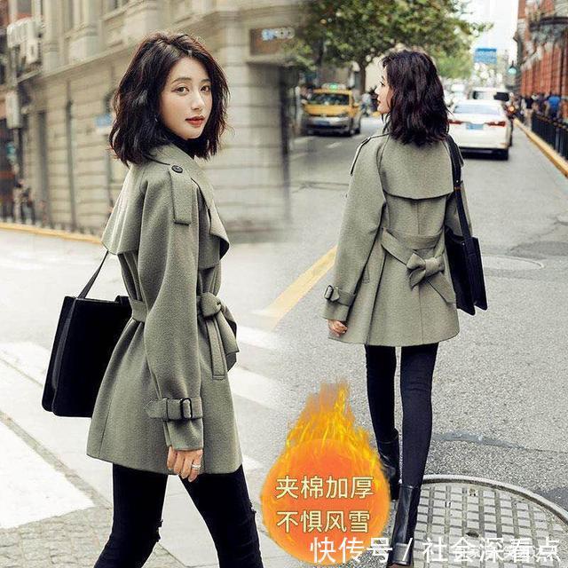  天寒|秋冬后天寒，一件“港风毛呢小风衣”就派上用场了，高雅又吸睛