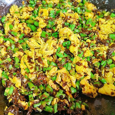 豆角|芽菜鸡蛋炒豆角