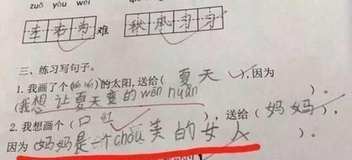 小学生的“奇葩”作业，老师改完笑的肚子疼，网友：是来搞笑的吗