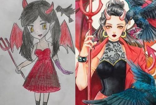 水粉$23岁外国美少女画师:10年前10年后进阶画画对比,画风唯美