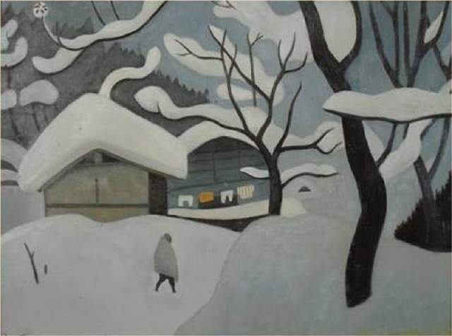 版画!日本近代版画大师斋藤清冬日雪景系列版画作品