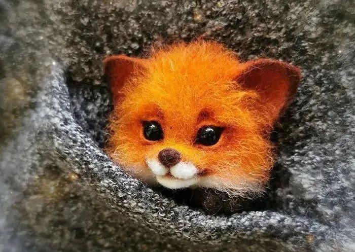 艺术家@逼真到极致的毛毡作品,毛茸茸的小动物,把心都融化了