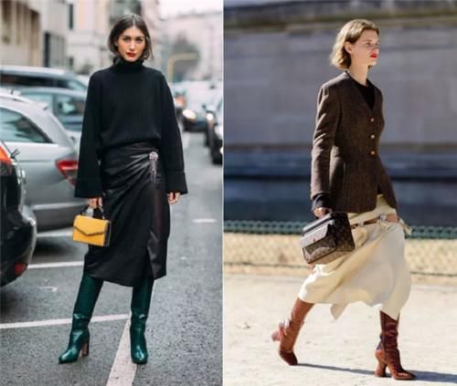 小姐姐 今秋流行“长裙+长靴”,“不露踝”的时髦搭配,太适合老寒腿了