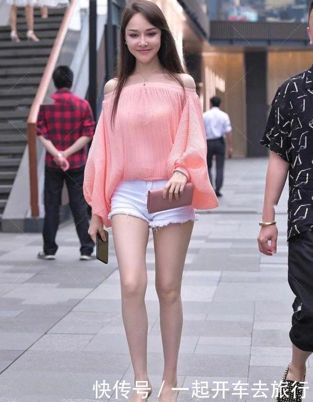 紧身衣|粉衬衫配白牛仔短裤,温柔优雅,风度迷人