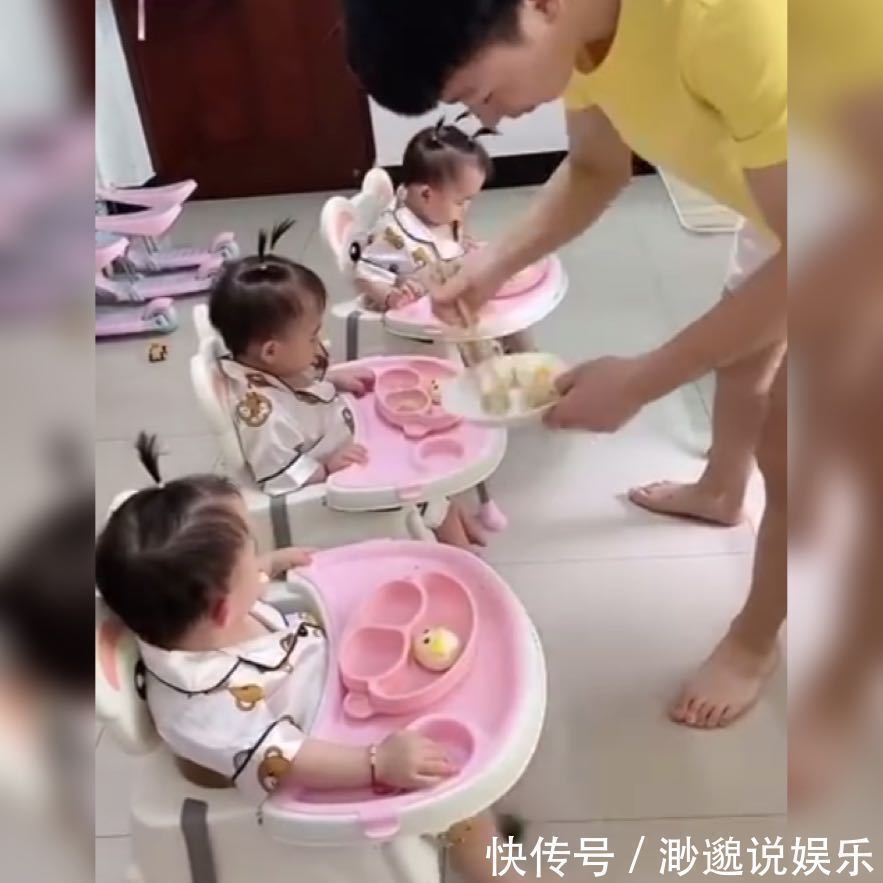 小辫子|爸爸为区分三胞胎大小，给娃扎不同小辫火了，网友这怕是随机的