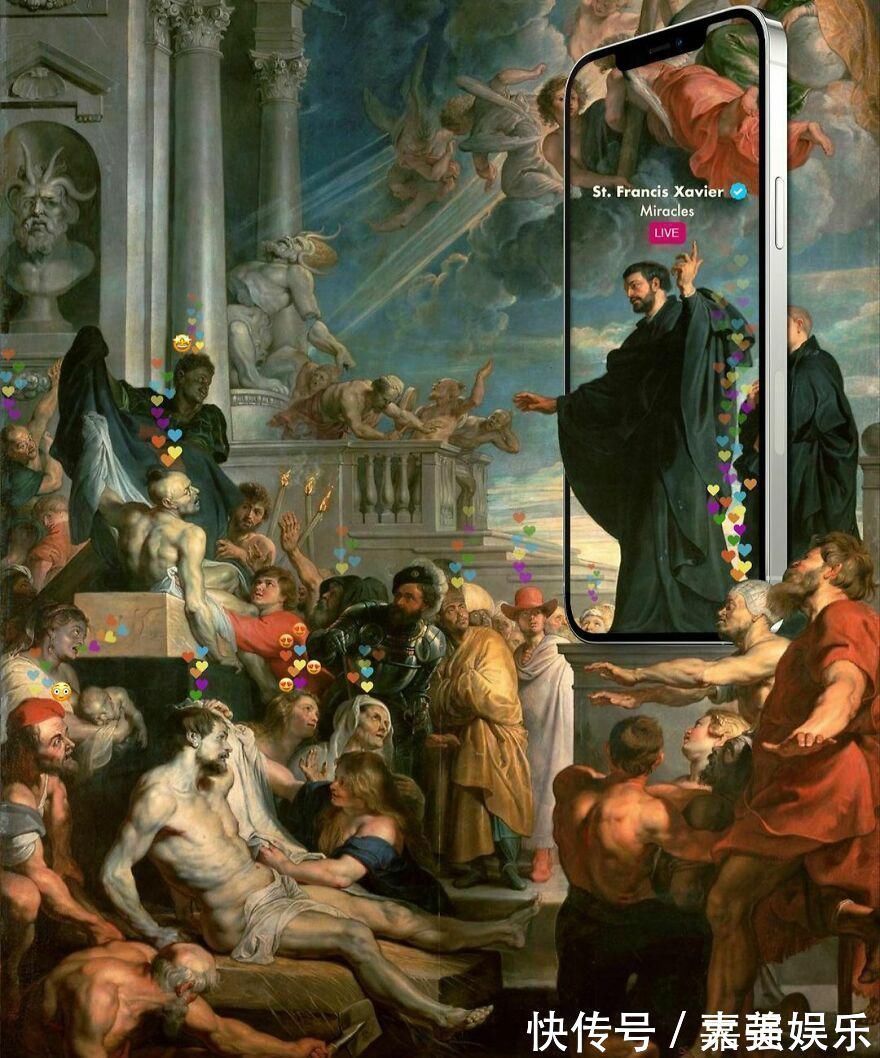 wada#古典油画里加了一个智能手机:几百年的代沟一下子消失了……