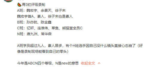 徐子|青3初評級分組,H姓成員沒鏡頭崩潰,A組成員素人居多引爭議
