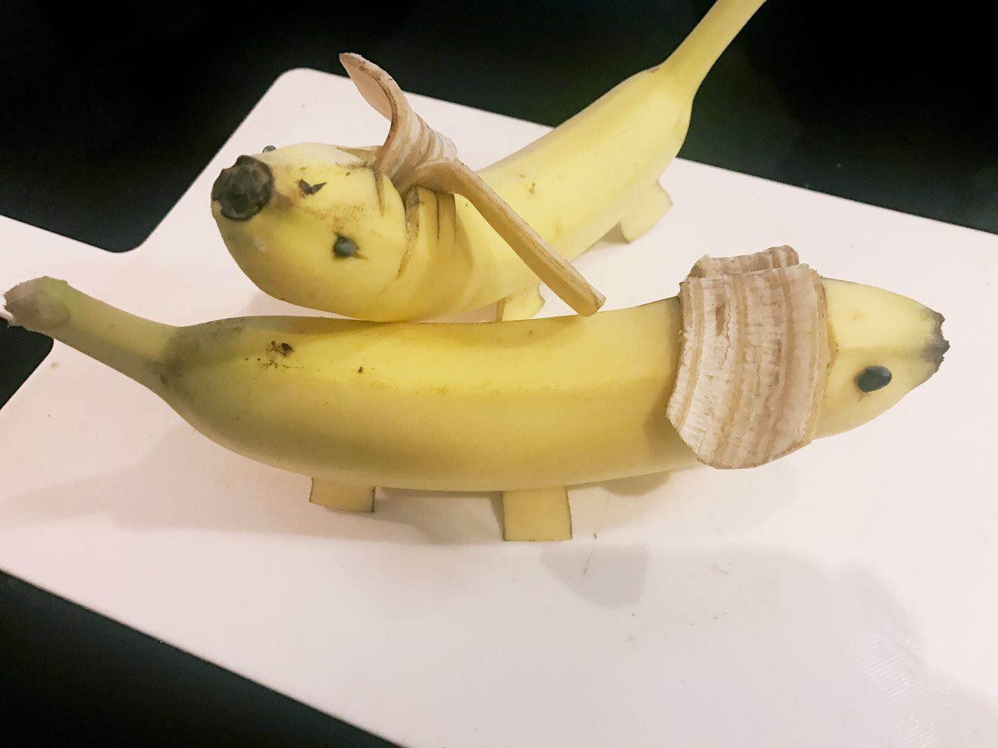 香蕉|幼儿园亲子活动用水果做动物，看到最后一个，老师不淡定了