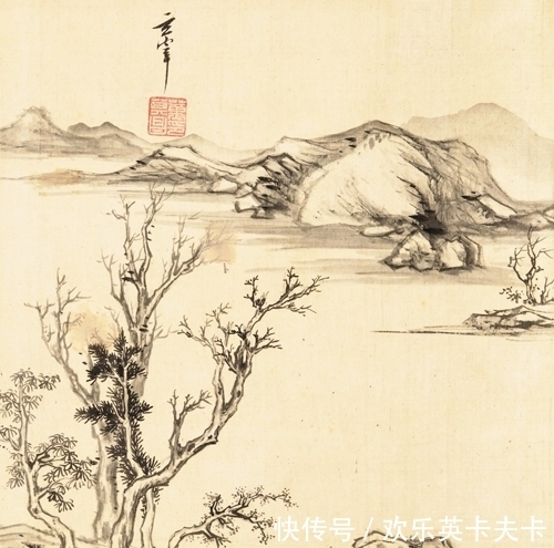 山水画#从以形写形到以形写意,董其昌小品画一帧