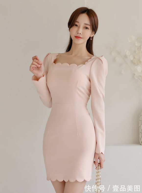 膝裙 韩国美女的时尚搭配:鸢花雨柳粉黛纯情缥染及膝裙