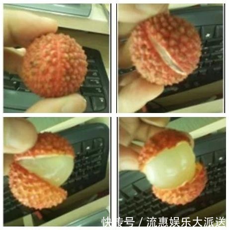 吃荔枝|剥荔枝时轻轻一按,荔枝壳自动打开,不脏手还省事