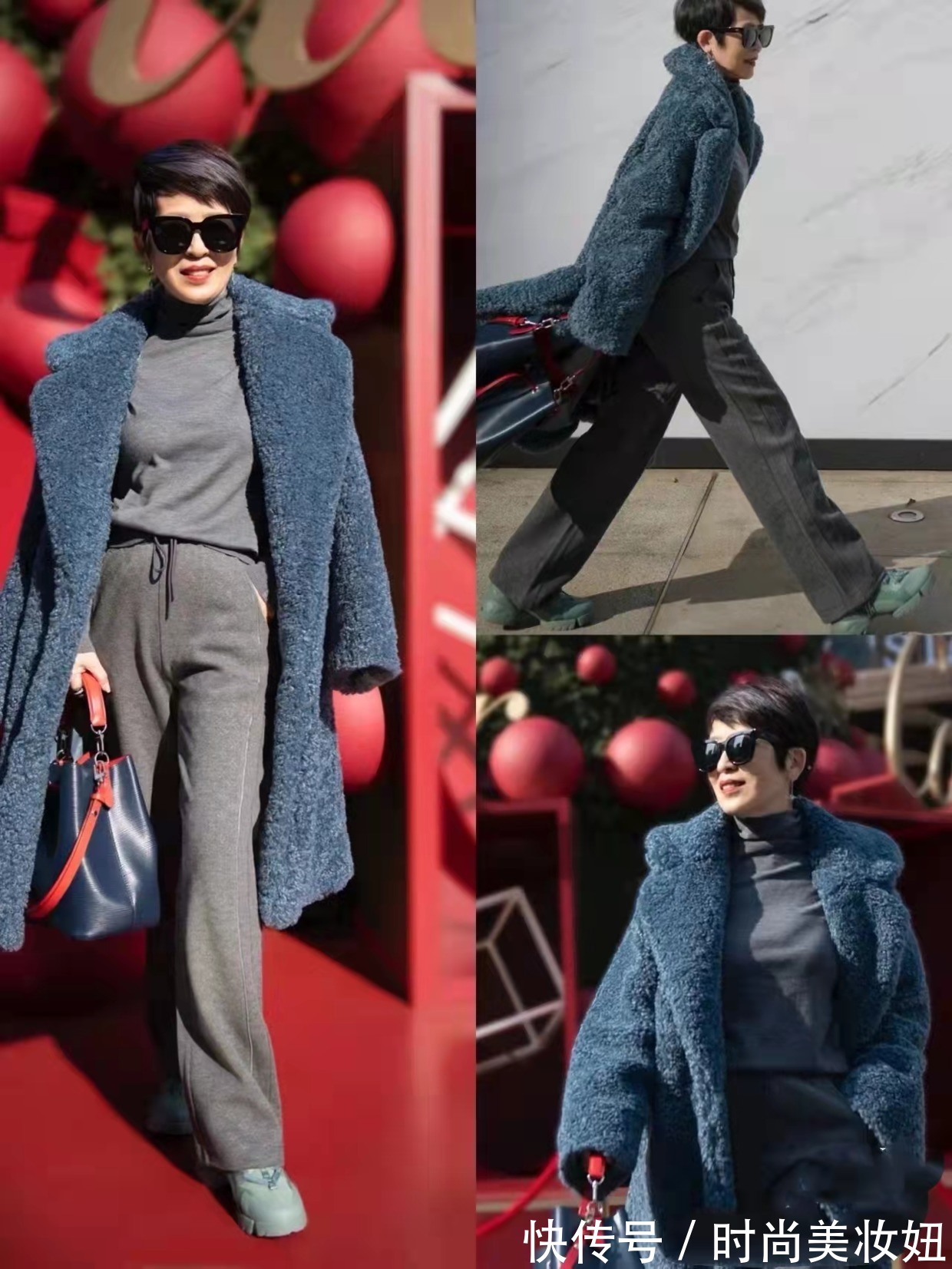 穿搭|被这位60岁奶奶惊艳了,穿羊羔绒外套洋气减龄,年轻10岁不止