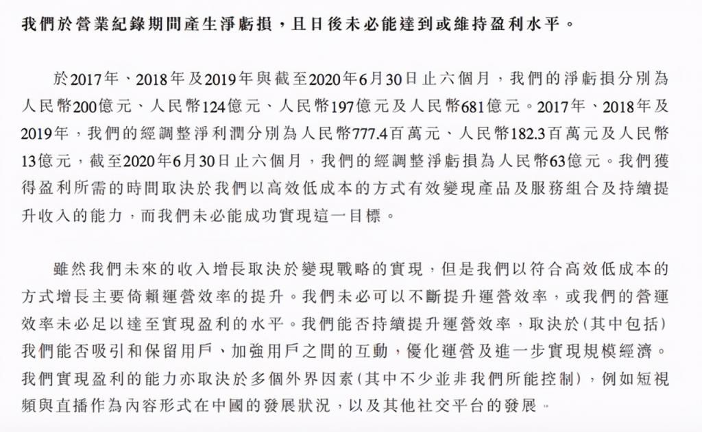 净亏损|快手三年半净亏损1202亿元 日活量上涨难改亏损颓势