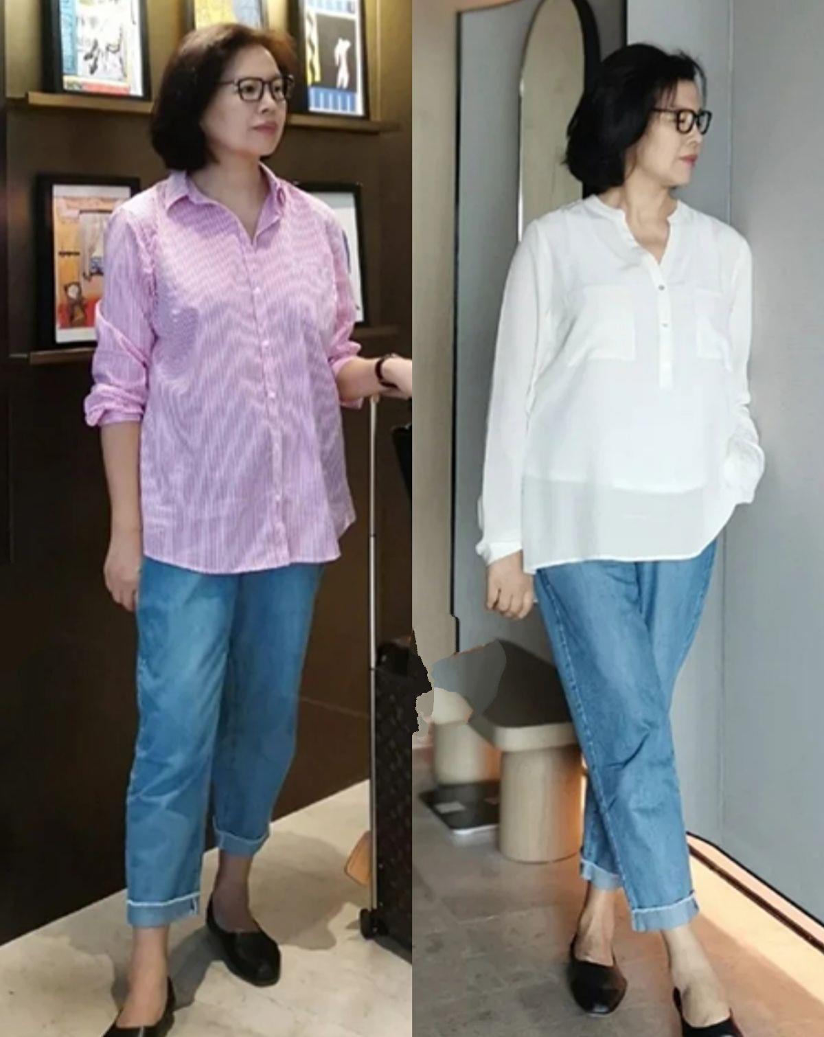 紧身裤|这才是60岁女人最好的打扮,“九分裤+平底鞋”,简约舒适又气质