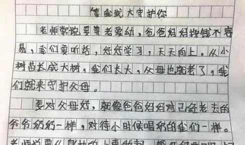 老师|一小学生作文内容感人，字迹也优美，老师：被感动得流泪了！