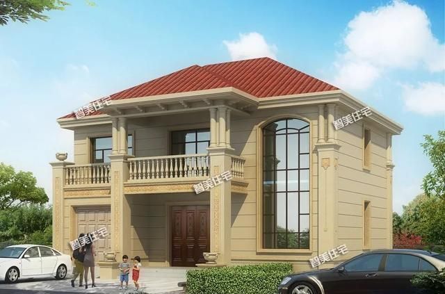 外墙面|简欧和新中式风格设计,带车库的农村别墅,第一栋妥妥的豪宅