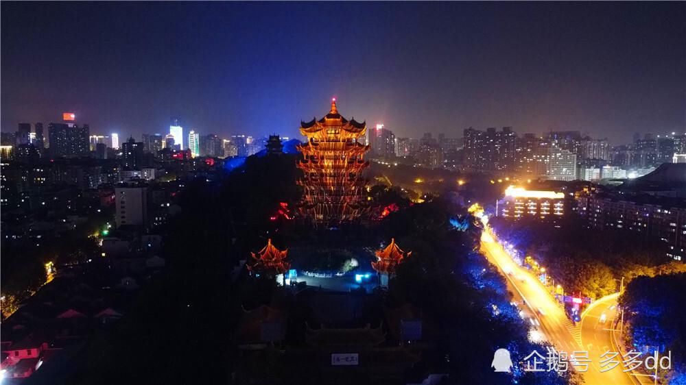 航拍大型实景光影秀|航拍《夜上黄鹤楼》和大桥夜景