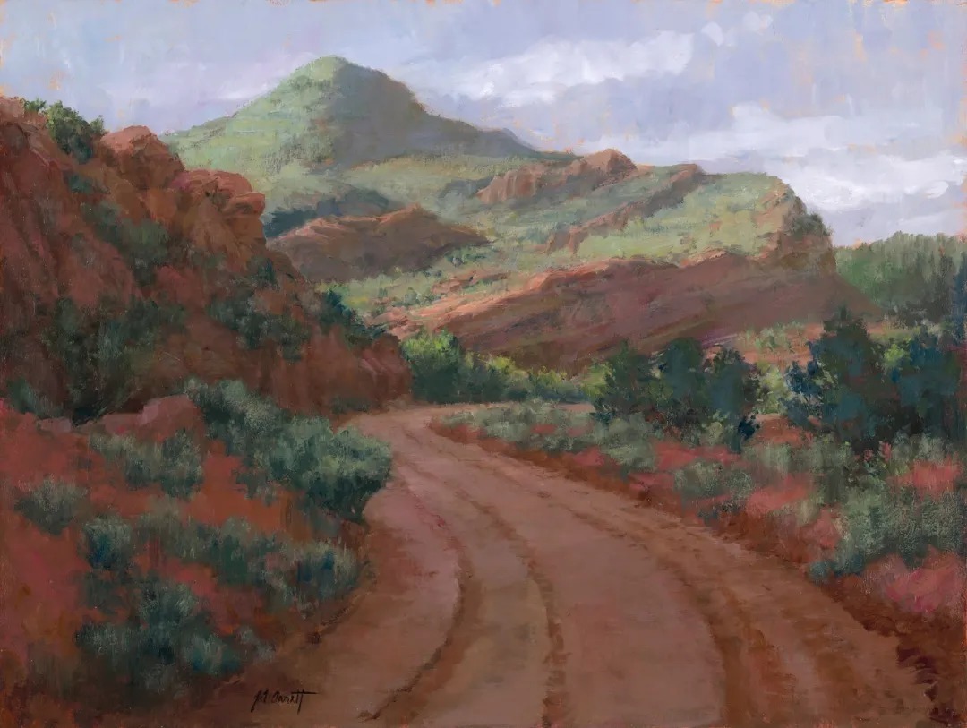 北极光$美国外光派写生女画家乔安娜·阿内特的油画