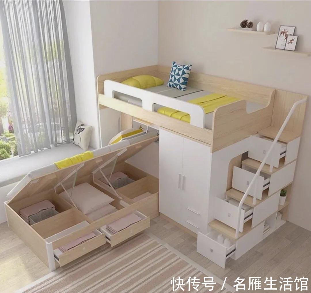 置物架|比起普通的上下铺,现在流行这种L型高低床,还能多一倍收纳面积