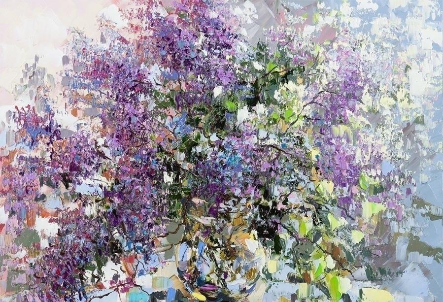 鉴赏#这组丁香花画的很漂亮，俄罗斯艺术家油画静物花卉作品鉴赏