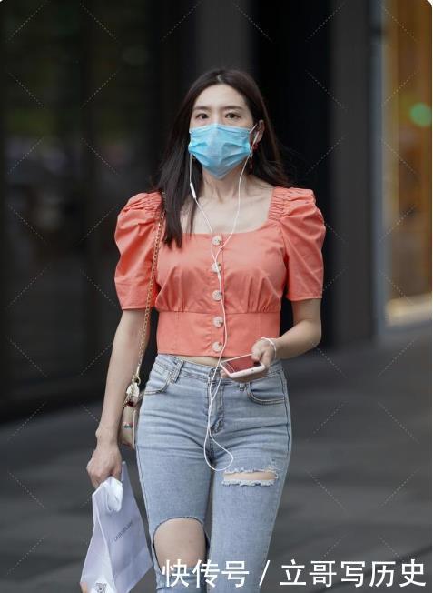 泡泡袖|公主风上衣搭配颓废破洞裤,时尚个性,性感前卫