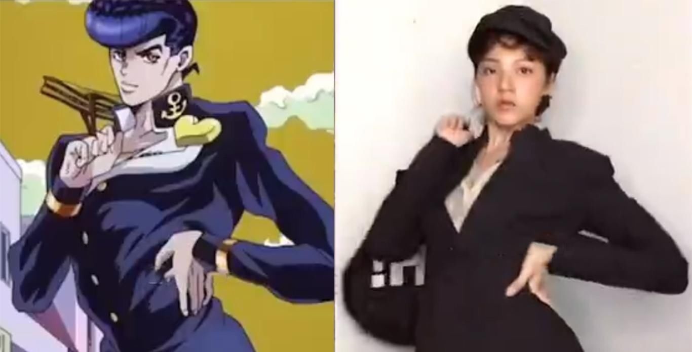 吉良|小姐姐模仿高难度JOJO立,奇怪的姿势增加了,拍照再也不怕没Pose