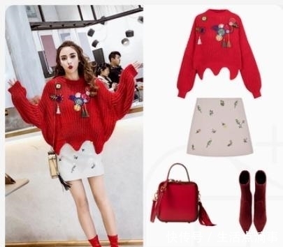 红色|小个子女生穿搭,毛衣+短裙 不显臃肿而显高显瘦,冬季逆袭潮咖